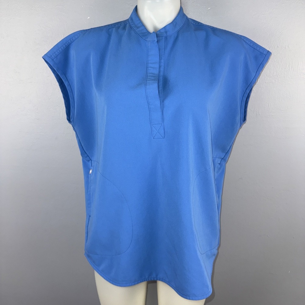 FIGS Rafaela Oversized Scrub Top Women's M Blue mandarin collar (PO 2595)